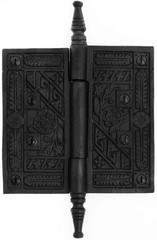 Black Wrought Iron Cabinet Hinges, 7.5 In. Victorian Steeple Tip, Pack of 6