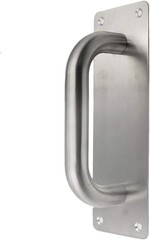 Door Pull Plate with Handle Stainless Steel Commercial Rectangle, Brushed