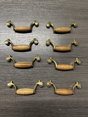 8 Vintage Belwith OAK Vintage Polished and Oak Wood Bar Knob Pull Handle 4”(48