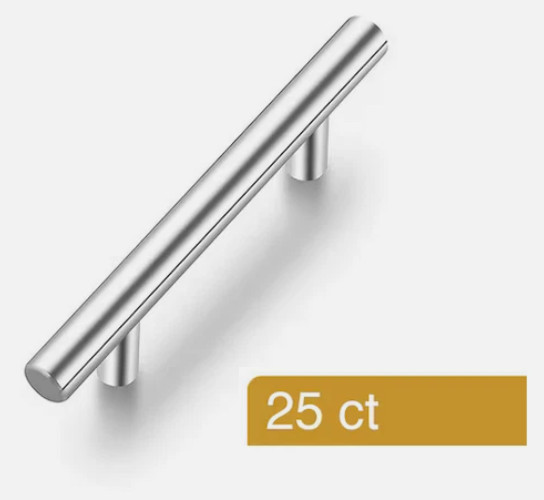25 Pack Demi 3-3/4-in Stainless Steel Kitchen 6″ Cabinet Knob Drawer Pulls SATIN