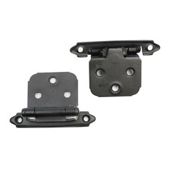Amerock Flat Black Face Mount Self Closing Variable Overlay Hinge, 5 Pairs