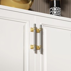 6 Pack 7-1/2 Inch(192 mm) Hole Centers Brushed Nickel and Gold Cabinet Pulls …