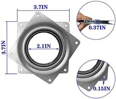 8Pack Lazy Susan Hardware, 4INCH Square Rotating Bearing Plate, 300lbs Capacity