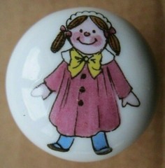 LIMOGES FRANCE 1 1/4″ PORCELAIN DOLL CABINET DOOR / DRAWER PULL KNOB
