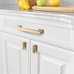 Gold Cabinet Knobs 1.46 Inch(37mm) Single 1.46″/37MM Brushed Brass 10 Pack