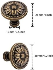 Vintage Flower Shape Cabinet Drawer Knobs,Pull Handle Metal Flower Shape