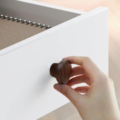 Flat Walnut Wooden Drawer Cabinet Knobs, 12 Pcs