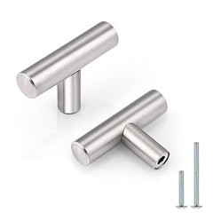 (5 Pack Euro Style Round T Bar Satin Nickel Cabinet single hole Brushed Nickel