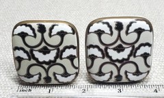 1 Pair 1-7/8″ Square Cabinet Knobs Pulls Hardware Art Nouveau Deco Ginkgo Ivory
