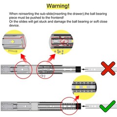 20″ Soft Close Heavy Duty Drawer Slides, 265lb Capacity, 3-Fold Full Extension,