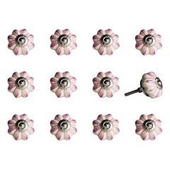1.5 X 1.5 X 1.5 Cream Pink And Silver Knobs 12 Pack