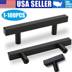 2″-10″ Black Kitchen Cabinet Pulls Stainless Steel Drawer T Bar Knob Handles Lot