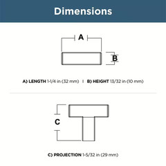 (30-Pack) Simple Modern Square 1-1/4 In. (32 Mm) Modern Stainless Steel T-Shaped