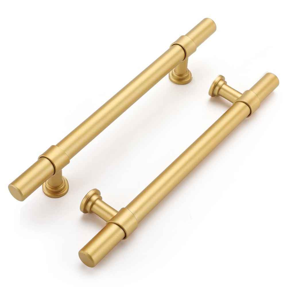 10 Pack 5 inch Hole Center Gold Cabinet Handles Brushed Brass Drawer Pulls fo…