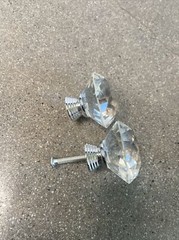 Set Of 2 Crystal Man Made material) Drawer Or Cabinet door knobs 2 inch