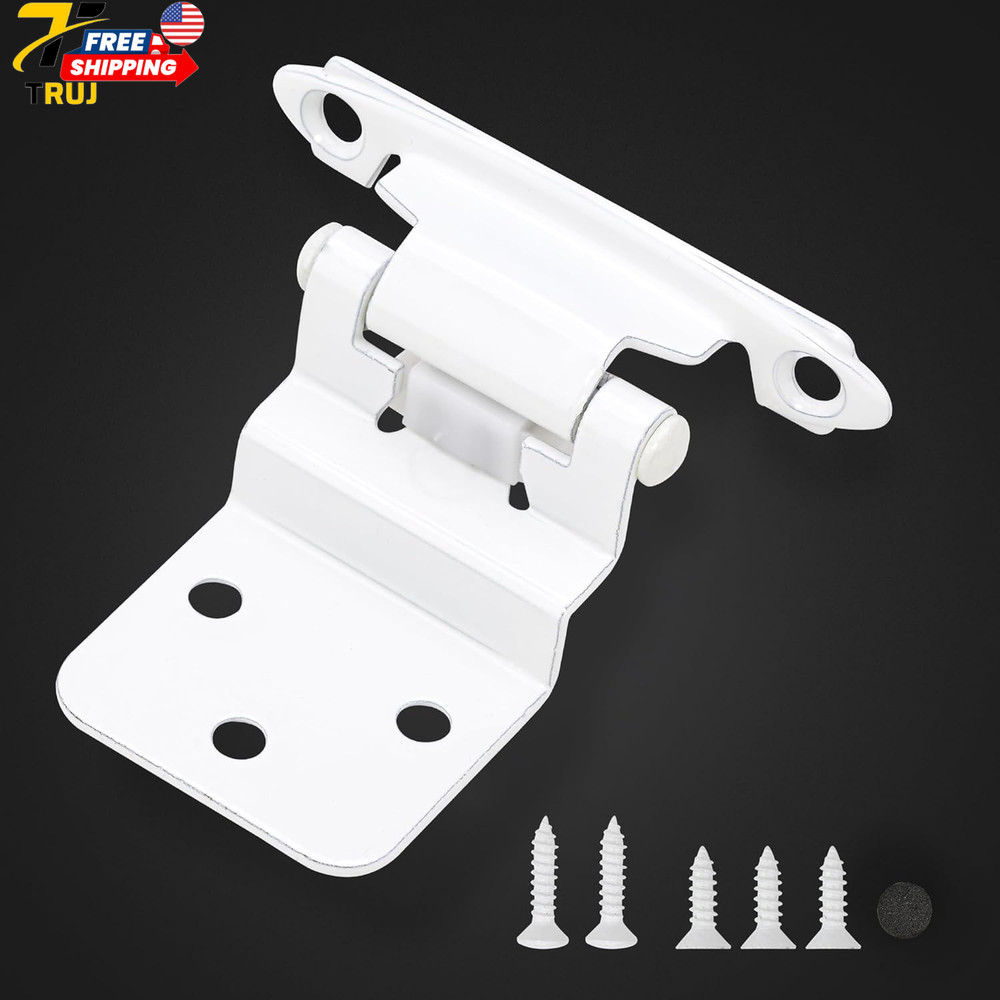 50 Pack 25 Pairs 3/8″ Inset Cabinet Door Hinges White Offset Self Closing Hinges