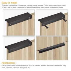 Edge Pull Handle 120mm/4.7 Inch Aluminum Alloy Cabinet Pull Black 2Pcs