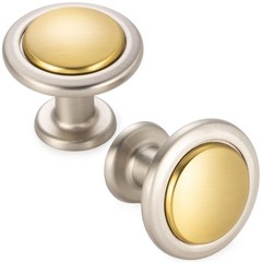 10 Pack Gold & Silver Cabinet Knobs, Round Single Hole Drawer Pulls
