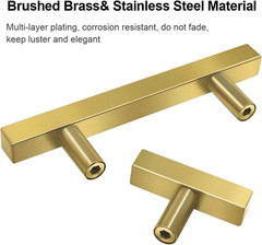 20 Pack Stainless Steel Brushed Gold Kitchen Cabinet Handles Square Drawer Pulls