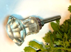 2; Vintage Faceted Clear Glass Furniture Hardware Dresser Cabinet Door Knobs
