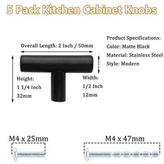 5 Pack Cabinet Knobs Round Bar Dresser Single Hole – 5 Pack Matte Black