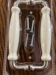 Ikea HISHULT Cabinet Handle Porcelain White /Brushed 5 1/2″ 902.652.46 NEW 2-pk