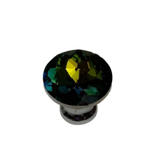 Set 6 Chrome Cabinet Knobs Iridescent K9 Crystal Glass Tops Screws Aluminum NEW