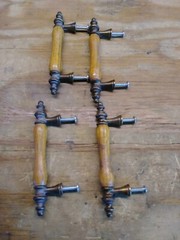 4 Vintage Brass Oak Wood Cabinet Dresser Door Handles Bar Pulls 3.5in MAKE OFFER