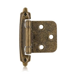 Antique Brass Cabinet Hinges, 1/2” Overlay, 4 Pack