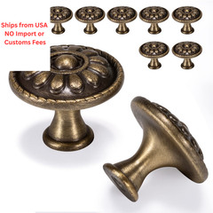 Fecraf 10 Pack Antique Brass Cabinet Knobs, Vintage Retro 10 Pcs brass knobs