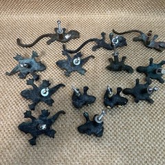 Lot of 13 Mexican Verdigris Metal Southwestern Drawer Pulls Frog Turtle Lizard