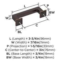 Lintel 3-inch Oil-Rubbed Bronze Cabinet Pull 76mm Center-to-Center BP37441ORB