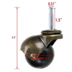Skelang 1.5 Inch Ball Caster Stem Caster Wheel with Sockets, Vintage Antique