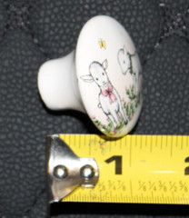 Lot of 6 VTG Porcelain Painted 1.5″ Round Painted Cabinet Knobs “SHEEP” NOS!!!