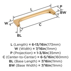 Amerock 6-5/16 Merced Champagne Bronze Drawer Pull 6-5/16 inch (160mm) Center to