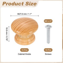10 Pcs 1.1″ Cabinet Knobs, Plastic Drawer Pulls for Bedroom, Light Brown