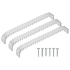 3 Pack Matte Silver Cabinet Pulls 192mm/7.56″ Hole Center 195mm/7.68″ Length