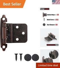 3/8 Inch Inset Cabinet Door Hinges Oil Rubbed Bronze, 50 Pack 25 Pairs Flush …