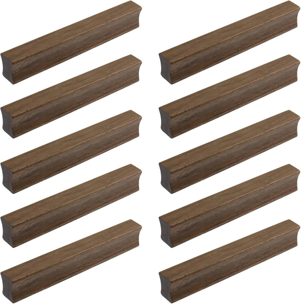 10PCS Wooden Simple Drawer Handles, 3.78″ Hole Centers Cabinet Pulls Rectangle