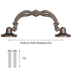 1-100PCS 3″ Antique Bronze Cabinet Handle Vintage Drop Bail Dresser Drawer Pull