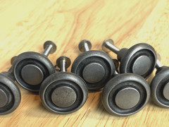 Round Cabinet Door Knobs Drawer Pulls Weathered Nickel 7pc Set Lot