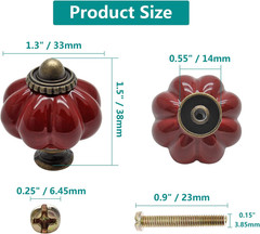12pcs Rust Red Vintage Ceramic Cabinet Knobs, Dresser Handles with Mounting Scre