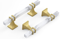 homdiy 10 Pack 3-3/4 Inch Marble Cabinet Pulls, White Marble Grain Kitchen Cabin