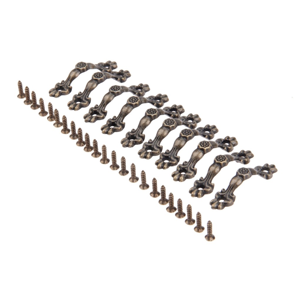 dophee 10Pcs Antique Brass Decorative Pulls Handles for Mini Jewelry Box Draw…