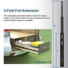 VADANIA 32 Inch Heavy Duty Drawer Slide Without Lock #A53 Black Electroplated St