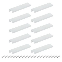 Cabinet Edge Finger Pull 10Pcs, 120mm / 4.72″ Hidden Cabinet Pulls White