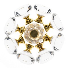 6 Pack Drawer Knobs Diamond Shaped Crystal Glass 30mm Cabinet Pull Handles Gold