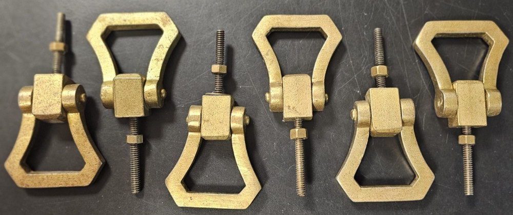 6 Antique Brass Art Deco Hollywood Regency Drawer Pull Cabinet Door Handle 2″