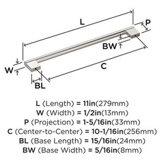 Versa BP55532G10 Satin Nickel Cabinet Pull 101/16 Inch 256mm CentertoCenter