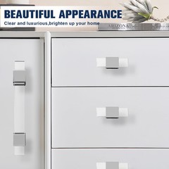 10 PCS Acrylic Cabinet Handles Modern Drawer Pulls 4 Inch Hole Centers
